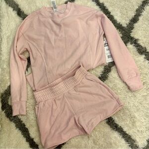 Pink Long Sleeve Top and Shorts Set